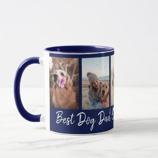 Best Dog Dad Ever Pet 5 Photo Collage Blue Mug