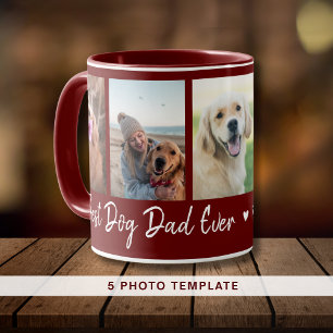 Best Dog Dad Ever Pet 5 Photo Collage Maroon Mug