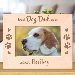 Best DOG DAD ever - Pet Personalized Wood Photo Engraved Frames