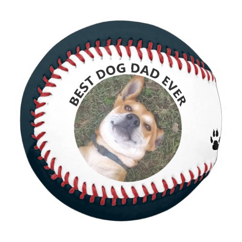 Best Dog Dad Ever Pet Photo Paw Print Personalized Baseball