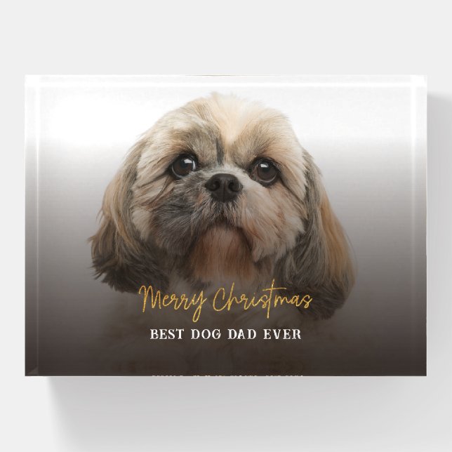 Best Dog Dad Ever Photo Christmas Pet Picture Paperweight (Front)
