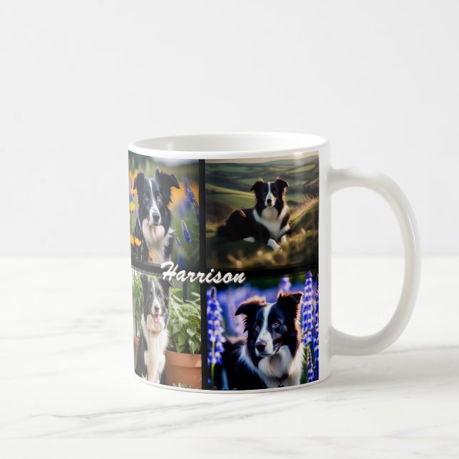 Best Dog Dad Ever Photo Collage Custom Name Coffee Mug (Right)