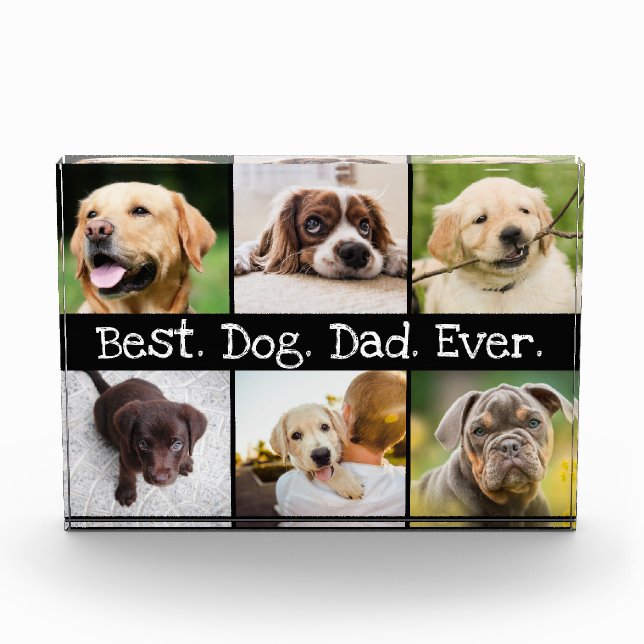 Best Dog Dad Ever Photo Collage in Black and White (Front)