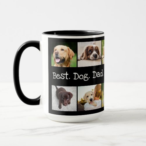 Best Dog Dad Ever Photo Collage in Black and White Mug