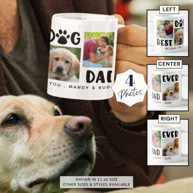 BEST DOG DAD EVER Photo Collage Personalized Coffee Mug (Creator Uploaded)
