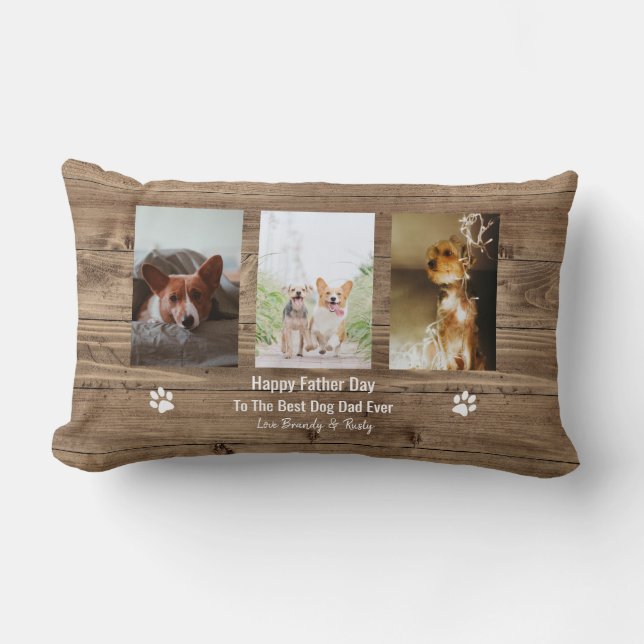 Best Dog Dad Ever Photo Father Day Lumbar Pillow (Front)