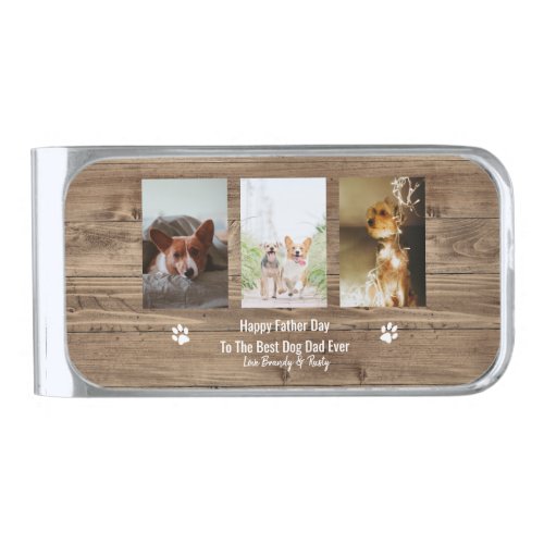 Best Dog Dad Ever Photo Father Day  Silver Finish Money Clip