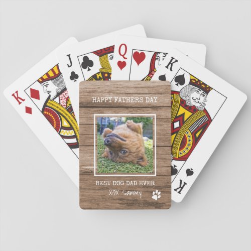 Best Dog Dad Ever Photo Happy  Fathers Day Playing Cards