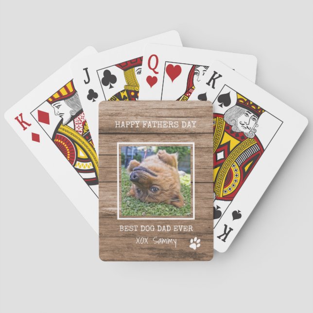Best Dog Dad Ever Photo Happy  Father's Day Poker Cards (Back)