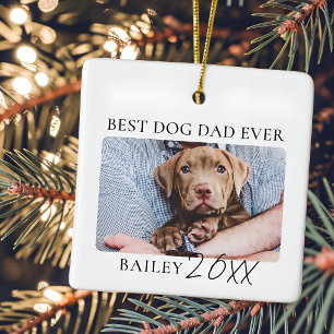 Best Dog Dad Ever Photo Modern Minimalist Pet Ceramic Ornament