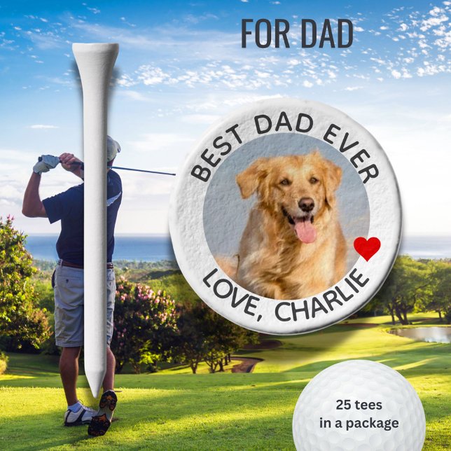 BEST DOG DAD EVER PHOTO NAME MESSAGE GOLF TEES (Creator Uploaded)