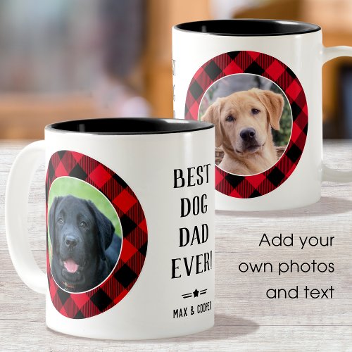  Best Dog Dad Ever Photo Name Red Two_Tone Coffee Mug