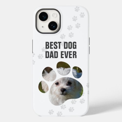 Best Dog Dad Ever Photo Paw Print Case_Mate iPhone 14 Case