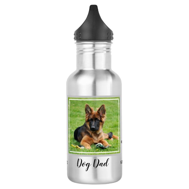 Best Dog Dad Ever- Photo Personalized Cute Dog Dad Stainless Steel Water Bottle (Left)