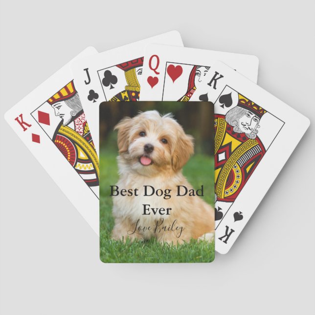 Best Dog Dad Ever Photo Poker Cards (Back)