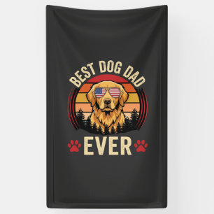 Best Dog Dad Ever Retro Golden Retriever Banner