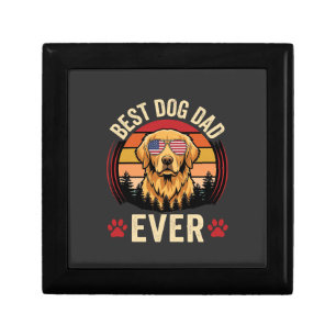 Best Dog Dad Ever Retro Golden Retriever Gift Box