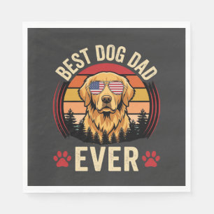 Best Dog Dad Ever Retro Golden Retriever Napkins