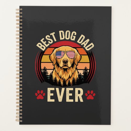 Best Dog Dad Ever Retro Golden Retriever Planner