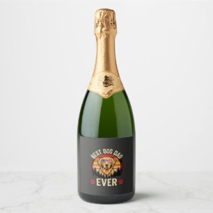Best Dog Dad Ever Retro Golden Retriever Sparkling Wine Label