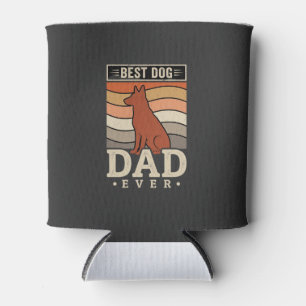 Best Dog Dad Ever Retro Silhouette Can Cooler