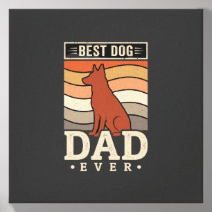 Best Dog Dad Ever Retro Silhouette Canvas Photo Tile