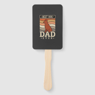 Best Dog Dad Ever Retro Silhouette Hand Fan