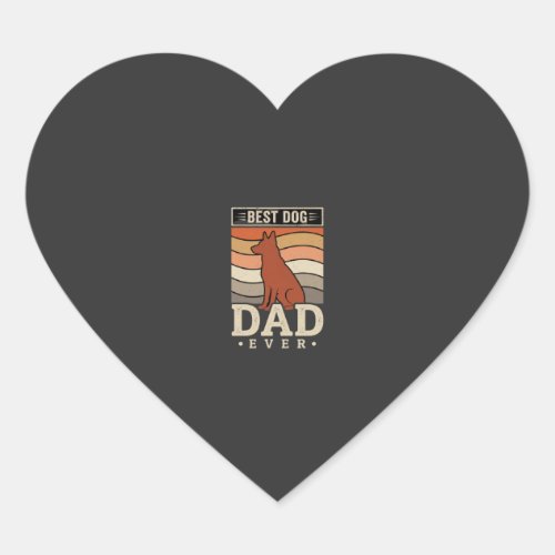 Best Dog Dad Ever Retro Silhouette Heart Sticker