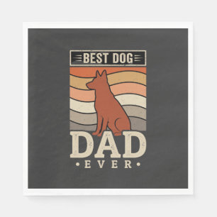 Best Dog Dad Ever Retro Silhouette Napkins