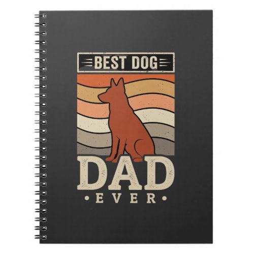 Best Dog Dad Ever Retro Silhouette Notebook