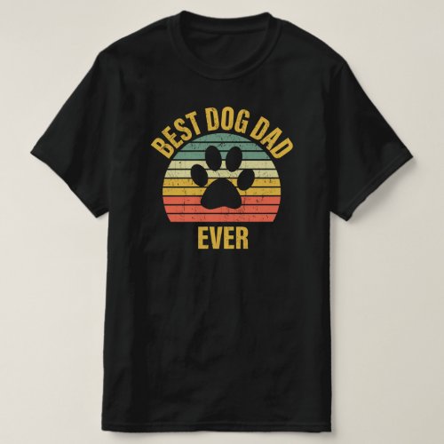 Best Dog Dad Ever Retro Sunset T_Shirt