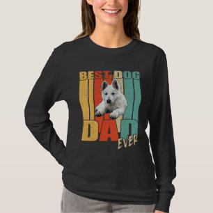 Best Dog Dad Ever Retro White German Shepherd Fath T-Shirt