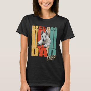 Best Dog Dad Ever Retro White German Shepherd Fath T-Shirt