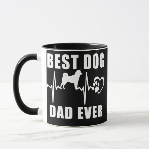 Best Dog Dad Ever Shiba Inu Dog Heartbeat Paw Mug