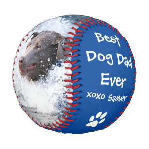 Best Dog Dad Ever Two Photo Fathers Day Baseball