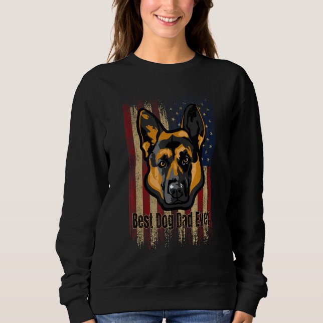 Best Dog Dad Ever US Flag, German shepherd America Sweatshirt (Front)
