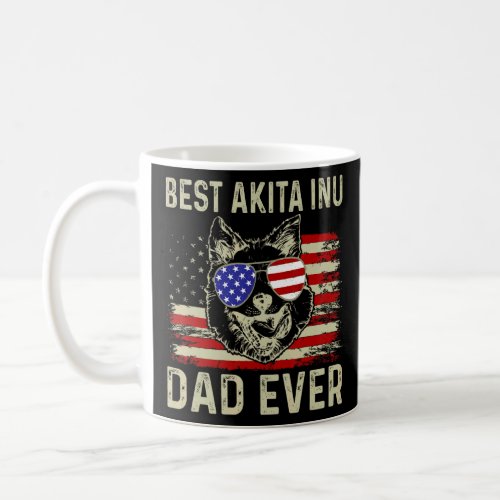 Best Dog Dad Ever Usa Flag Dad Joke Akita Inu 4th  Coffee Mug