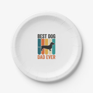 Best Dog Dad Ever Vintage Dachshund Shirt Design_1 Paper Plates