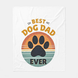 Best Dog Dad Ever Vintage Retro Paw Sunset Dog Lov Fleece Blanket