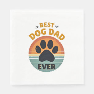 Best Dog Dad Ever Vintage Retro Paw Sunset Dog Lov Napkins