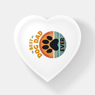 Best Dog Dad Ever Vintage Retro Paw Sunset Dog Lov Paperweight