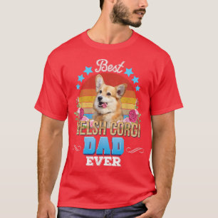 Best Dog Dad Ever Welsh Corgi Floral Retro Father T-Shirt
