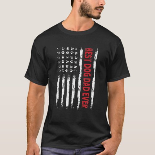 Best Dog Dad Ever With US American Flag Fathers D T_Shirt