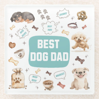 Best Dog Dad Glass Coaster