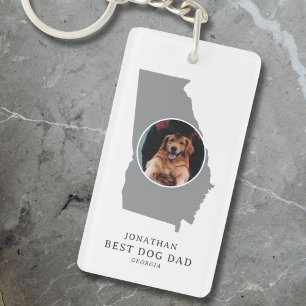 Best Dog Dad in Georgia Photo Father’s Day  Keychain