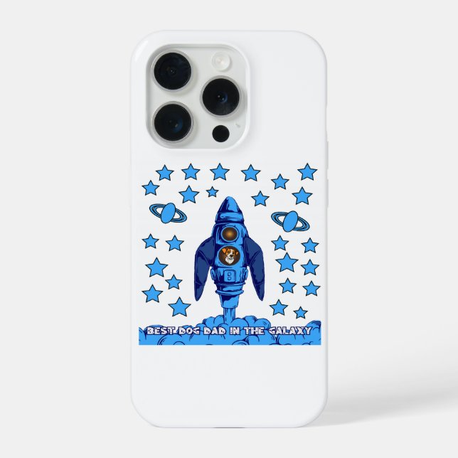 Best Dog Dad In The Galaxy Space Rocket Funny Gift iPhone Case (Back)