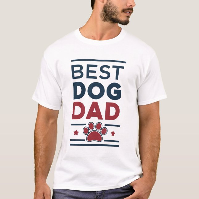 Best Dog Dad – Minimalist Dog Paw Tribut T-Shirt (Front)