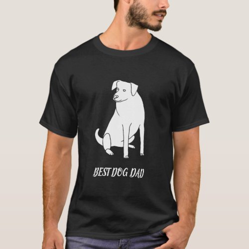 Best Dog Dad Outline Drawing of Pit Bull Tees