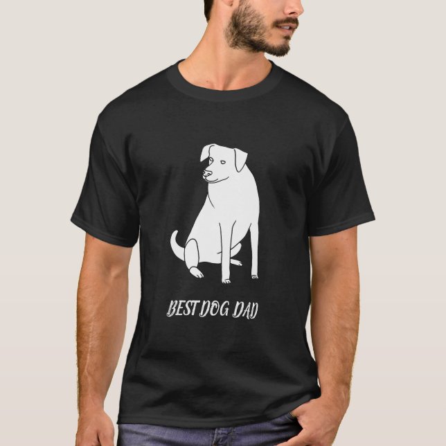 Best Dog Dad Outline Drawing of Pit Bull Tees (Front)