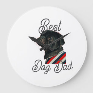 Best dog dad parents grandparents photo pet gray n large clock